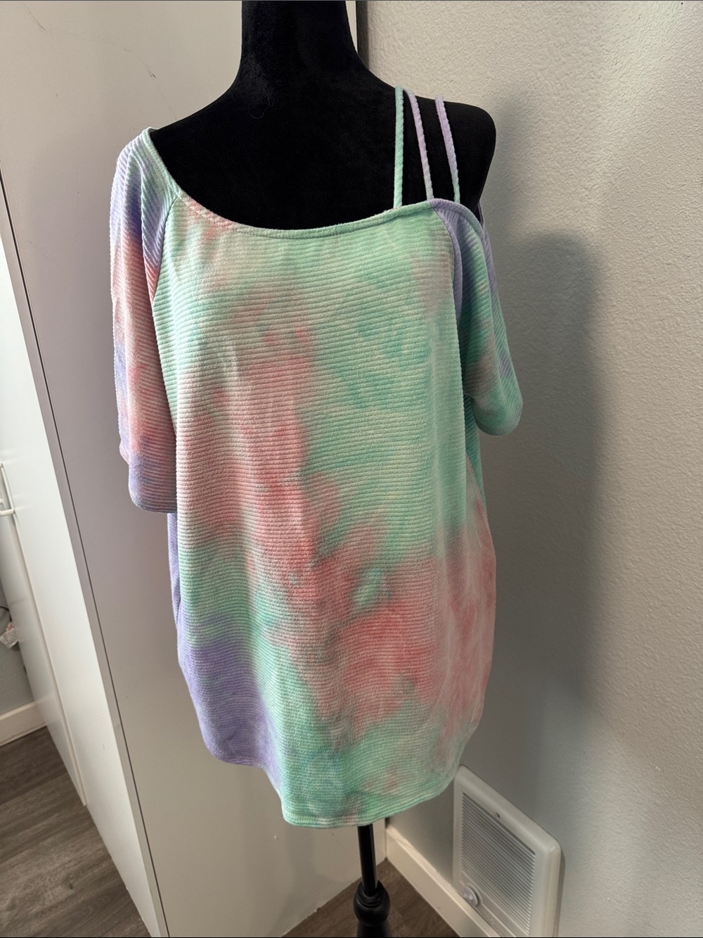 First Love Pastel Tie-Dye Off-Shoulder Tunic with Double Straps